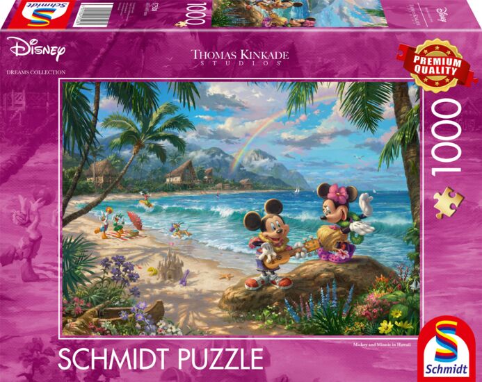 Mickey and Minnie in Hawaii by Thomas Kinkade, 1000 Piece Puzzle