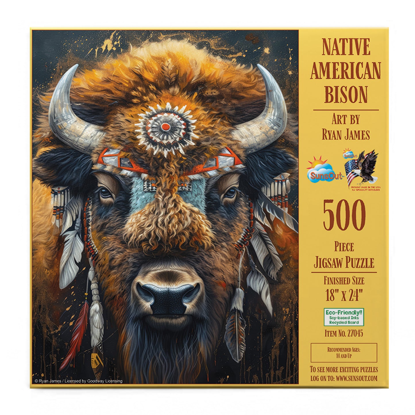 Native American Bison by Ryan James, 500 Piece Puzzle