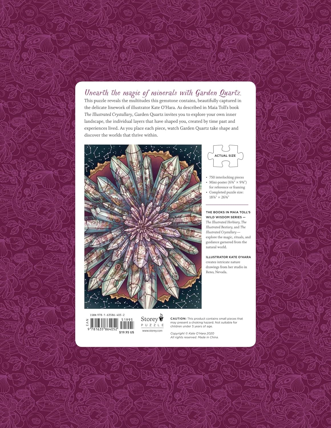 Illustrated Crystallary Garden Quartz by Kate O'Hara, 750 Piece Puzzle