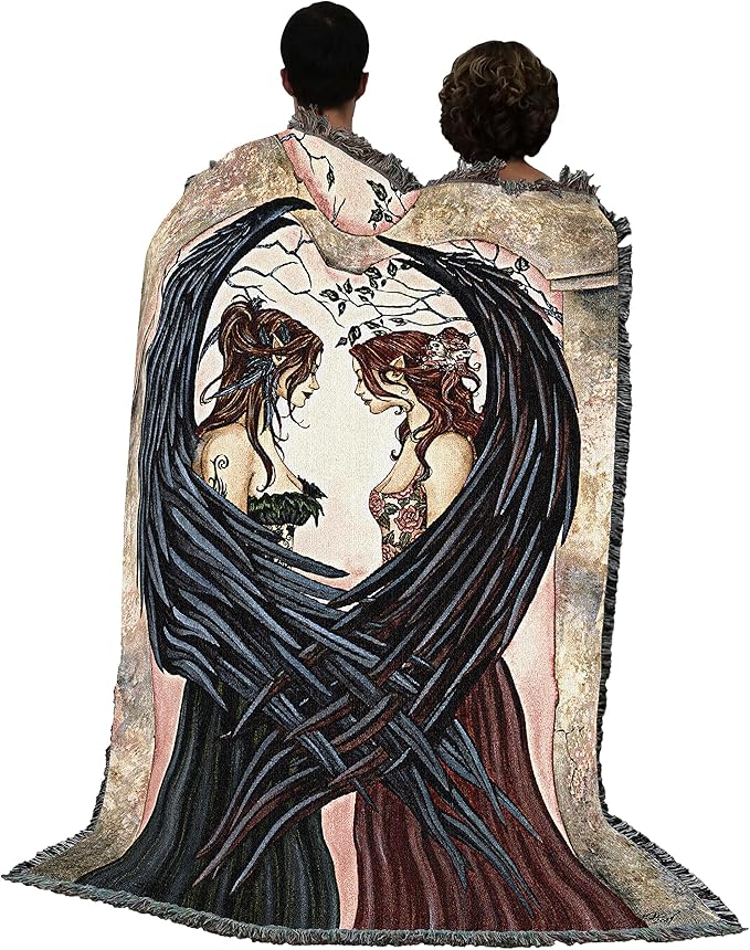 Sisters by Amy Brown, Tapestry Throw Woven from Cotton