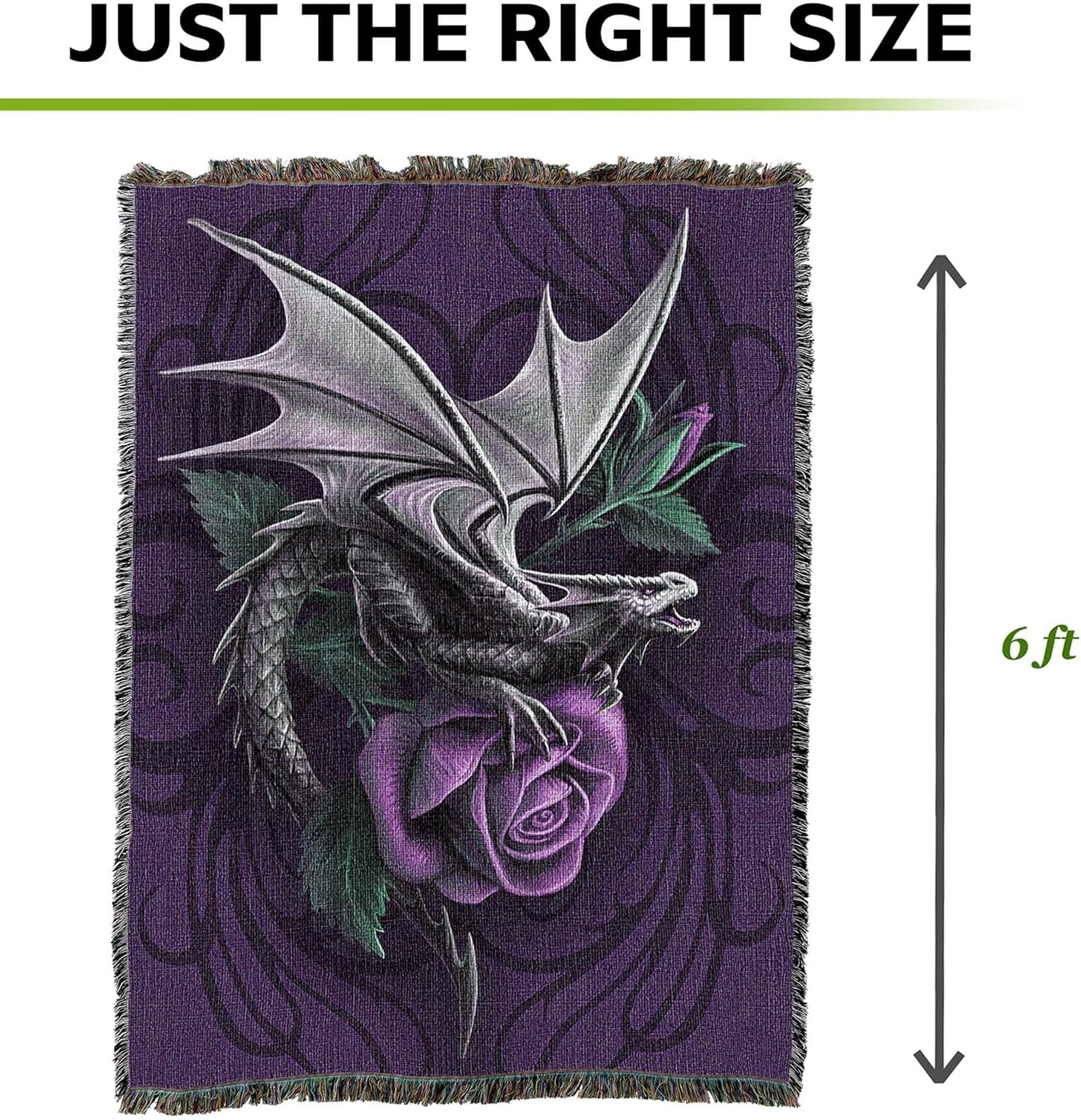 Dragon Beauty by Anne Stokes, Tapestry Throw Woven from Cotton