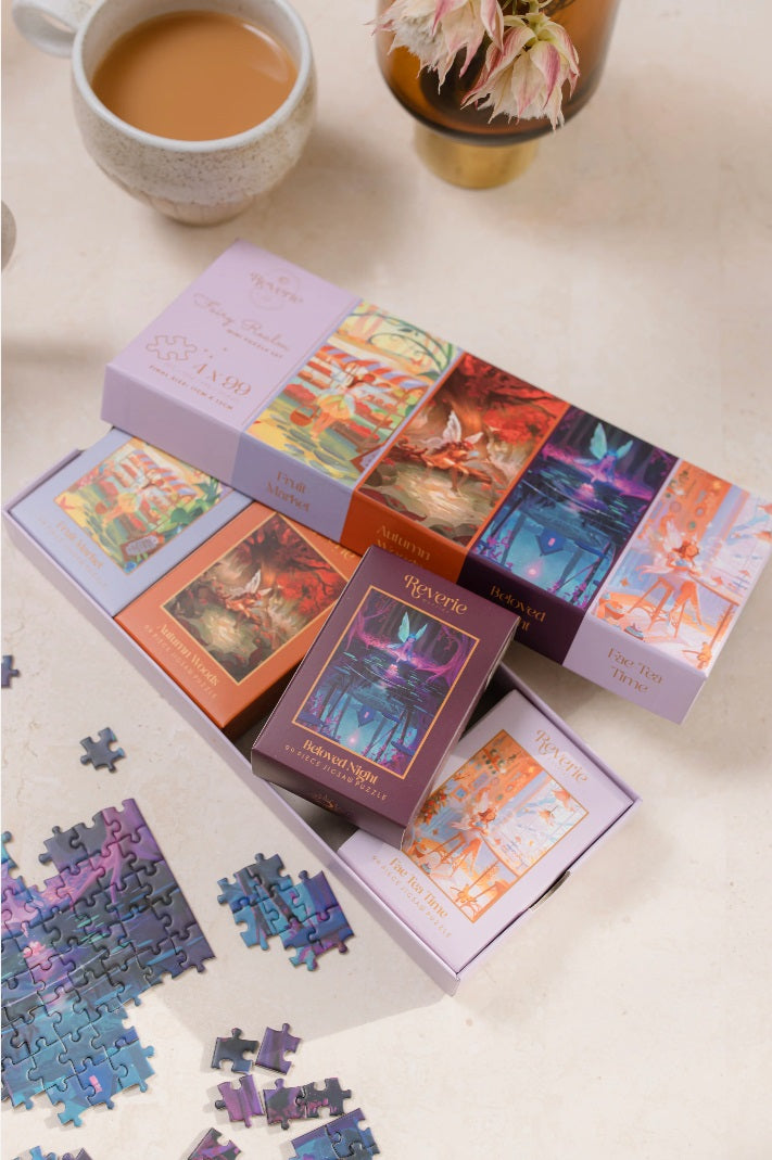 Fairy Realm by Maxine Vee, 4 x 99 Piece Mini Puzzle Set