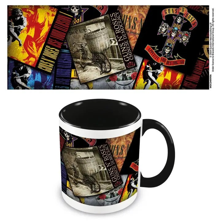 Guns N' Roses - Albums Collage, Black Coloured Inner Mug