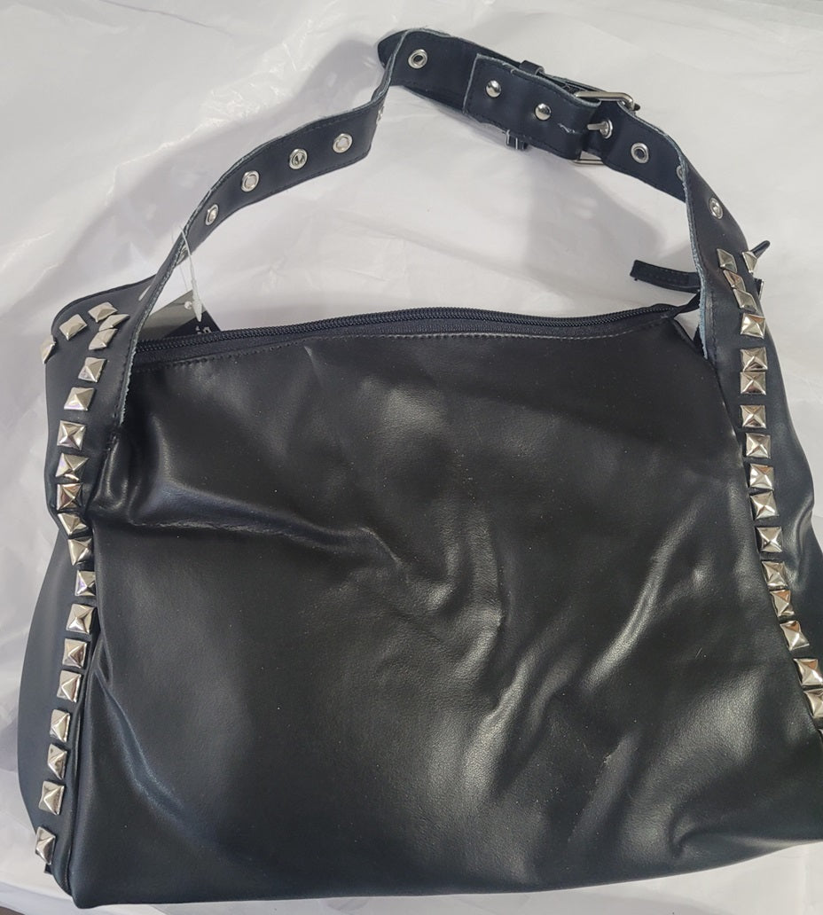 Demonia - Black PU Pyramid Studded, Purse