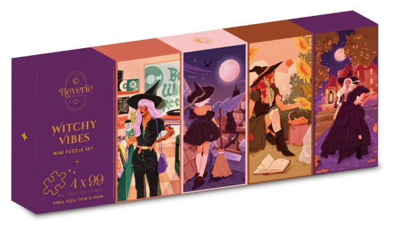 Witchy Vibes by Brittany Keller, 4 x 99 Piece Mini Puzzle Set