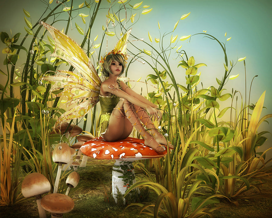 Fairy Enjoying Last Sunbeams, Fine Art Print