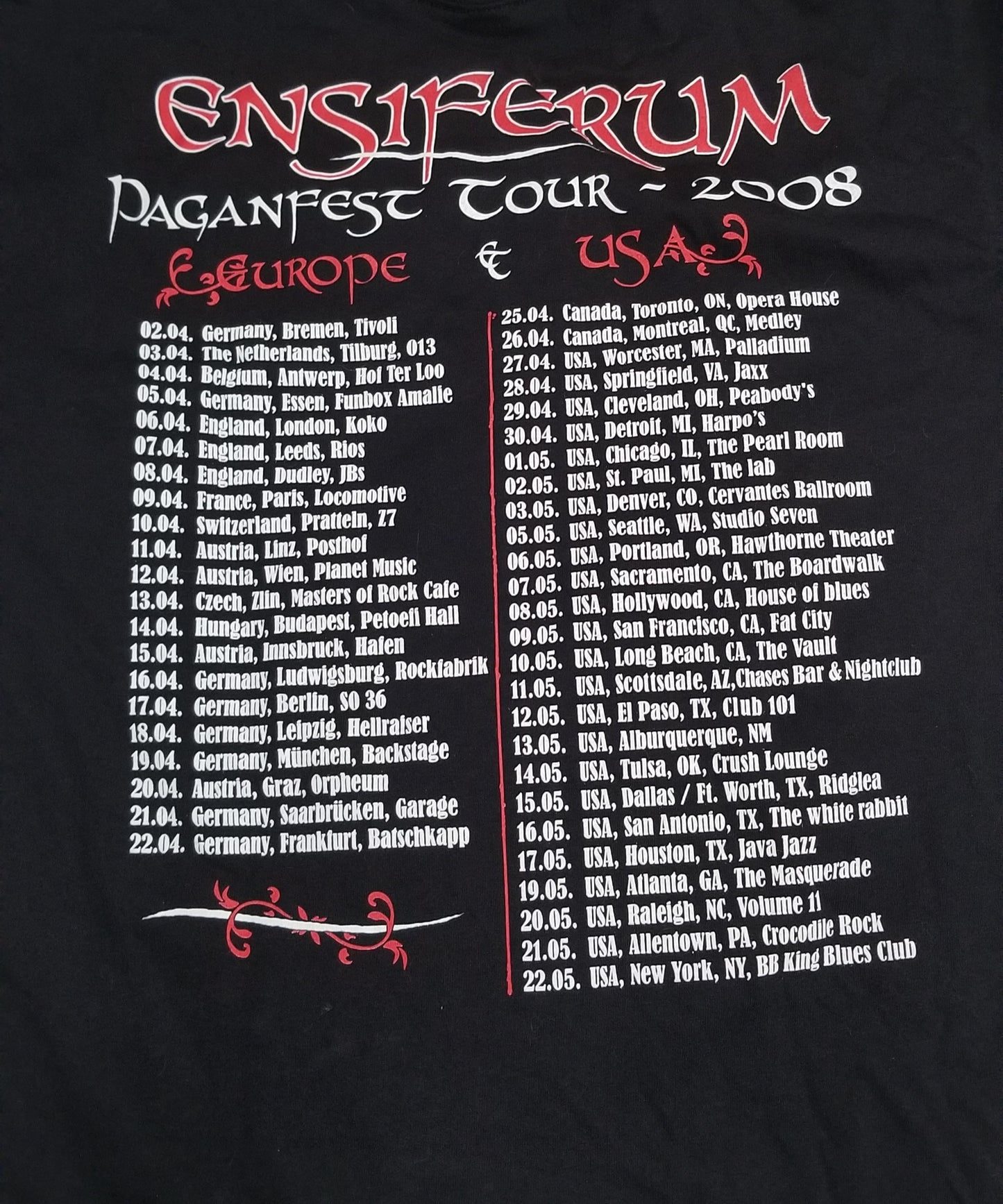 Ensiferum - Paganfest 2008, T-Shirt