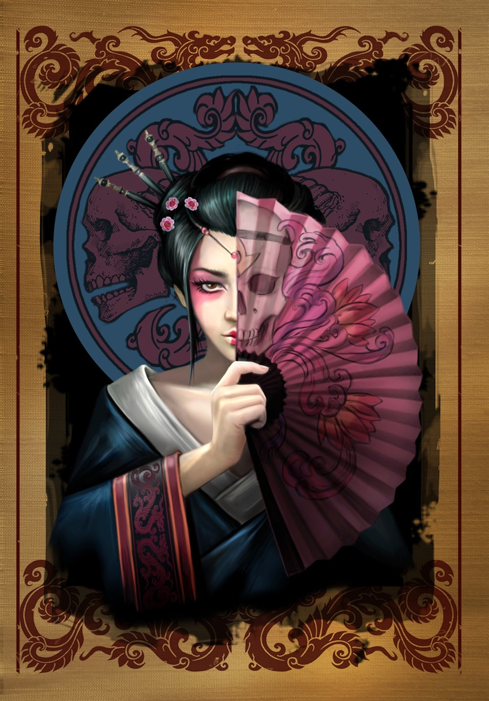 Geisha Skull by Anne Stokes, Greeting Card