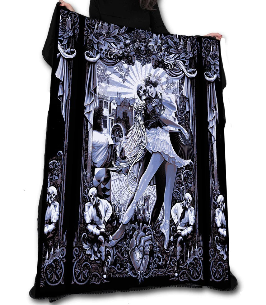 Black Heart Ballet by Chris Lovell, Fleece Blanket
