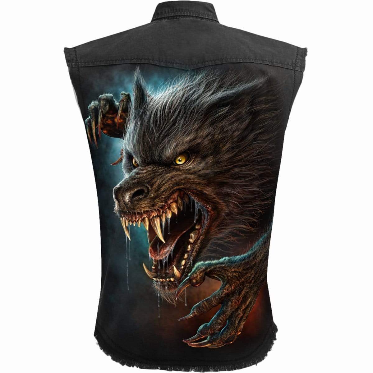 WILD MOON - Sleeveless Stone Washed Worker Black