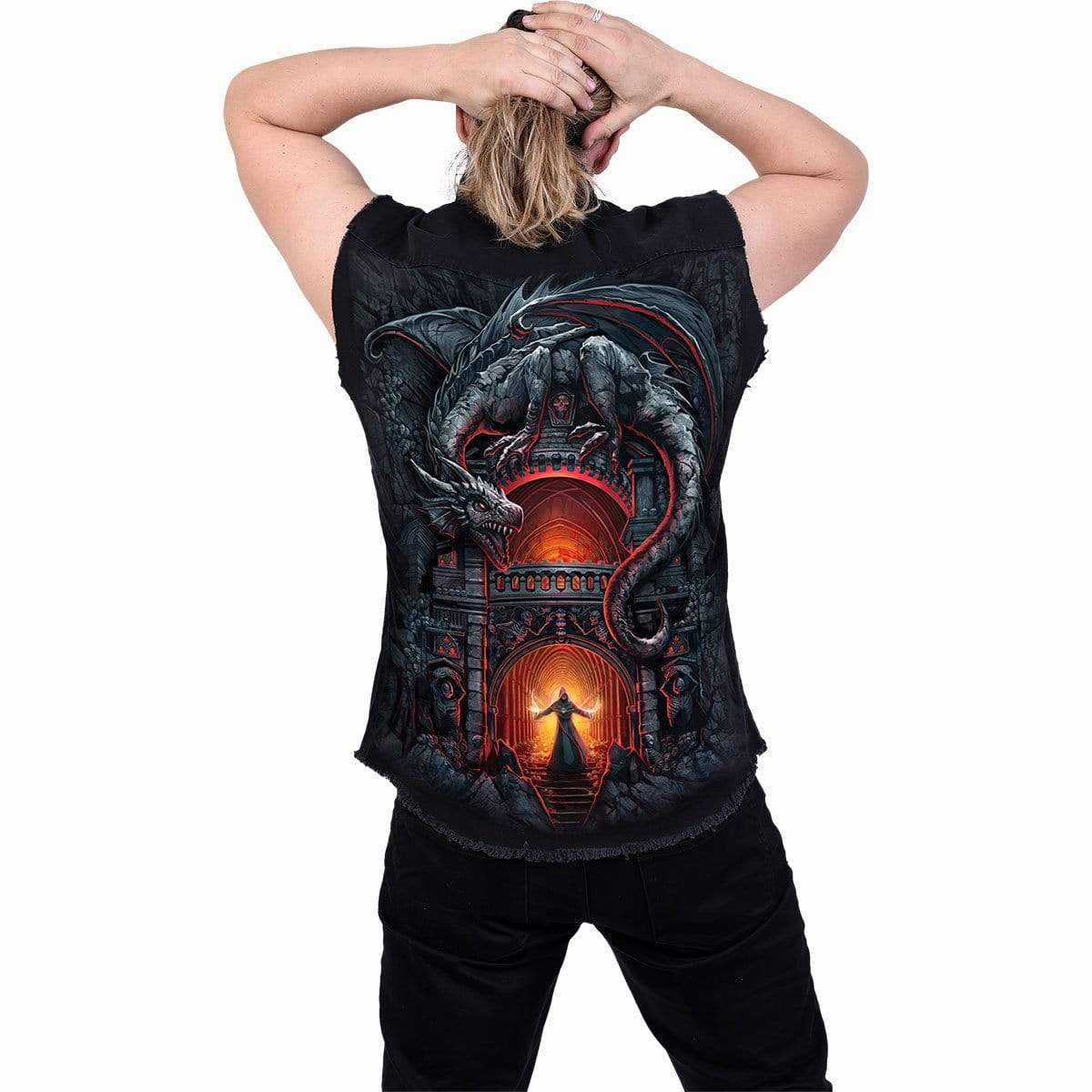 DRAGON'S LAIR - Sleeveless Stone Washed Worker Black