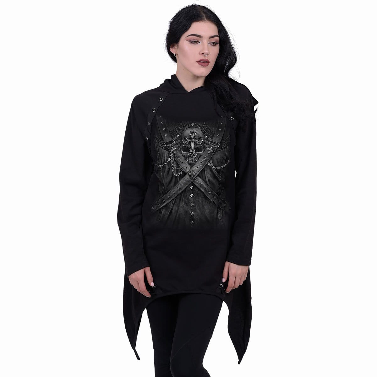 STRAPPED - Lace-up Sherwood Hoody with Teardrop Hem