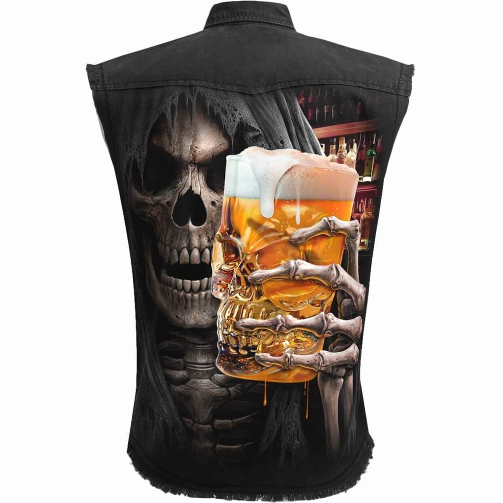 LIVE LOUD - Sleeveless Stone Washed Worker Black