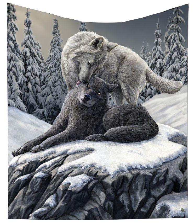 Lisa Parker Snow Kisses Throw Wolf Throw Blanket