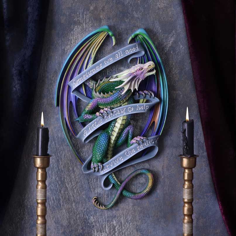 Anne Stokes Sometimes Rainbow Dragon Scroll Wall Plaque