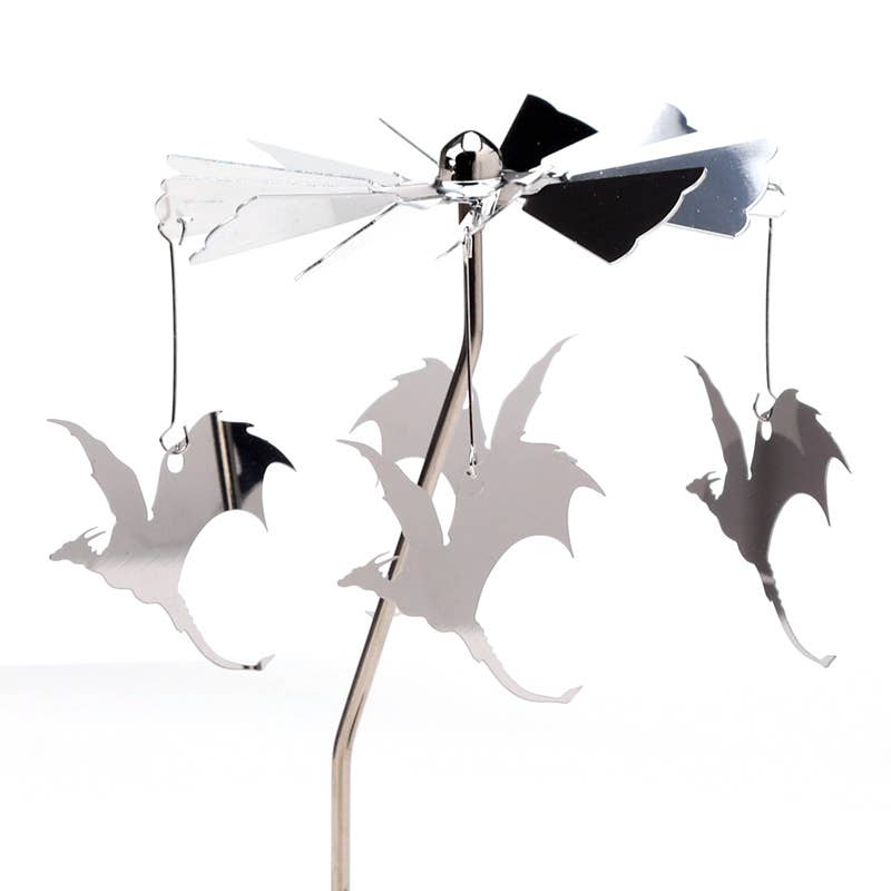 Flying Dragons Rotating Carousel Spinning Candle Holder, Based on Natasha Faulkner art