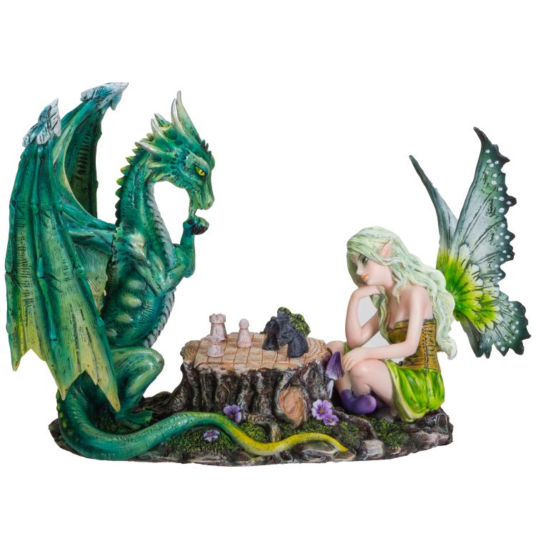 Playing Chess with Green Dragon by Amy Brown, Figurine