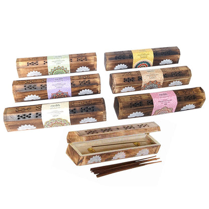 Wooden Incense Box including 10 Incense Sticks
