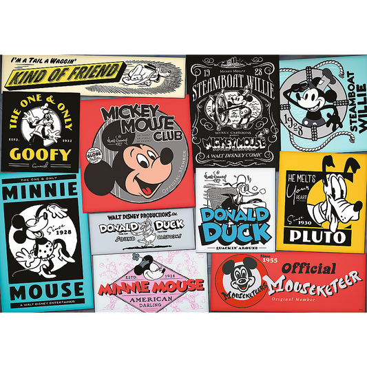 Retro plakat - Disney 100 års samling, 1000 brikker puslespil