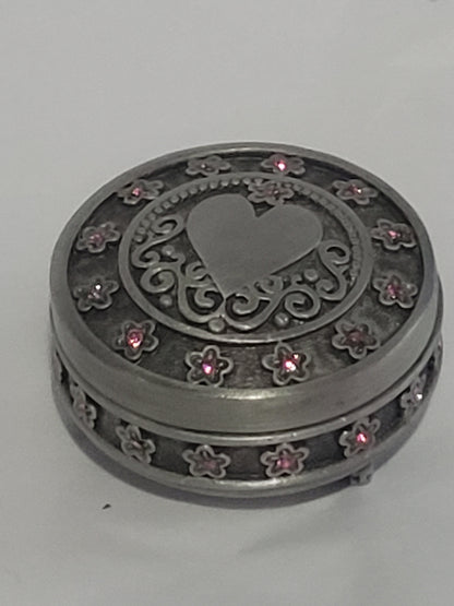 Heart Stash Box, Small Pewter