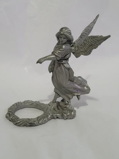 Flowing Angel, Pewter Figurine and Crystal Ball Stand