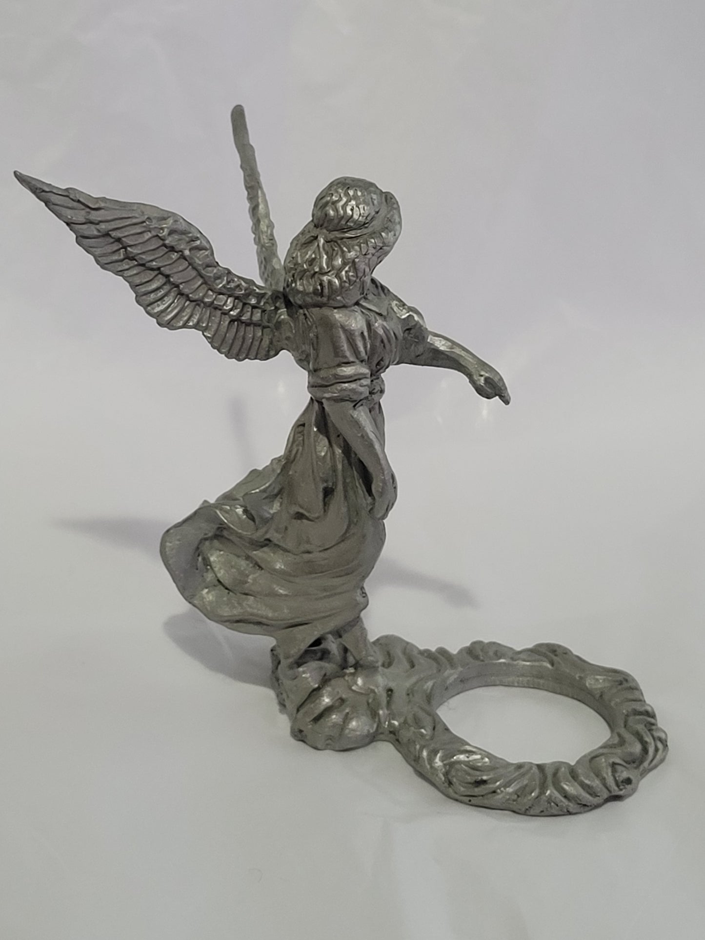 Flowing Angel, Pewter Figurine and Crystal Ball Stand