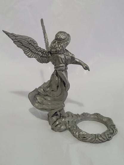 Flowing Angel, Pewter Figurine and Crystal Ball Stand