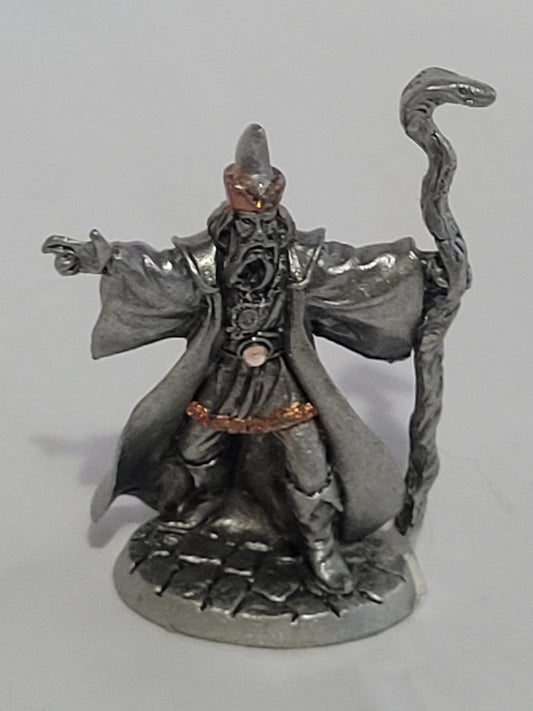 Wizard with Snake Staff, Pewter Figurine