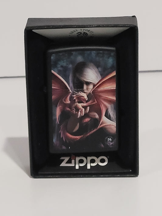 Zippo Lighter: Dragon Kin by Anne Stokes, Matte Black