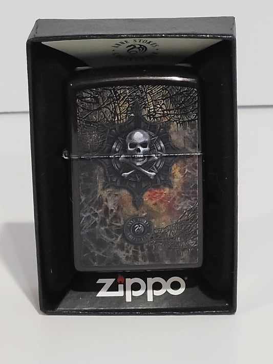 Zippo Lighter: Skull Coin by Anne Stokes, Black Chrome