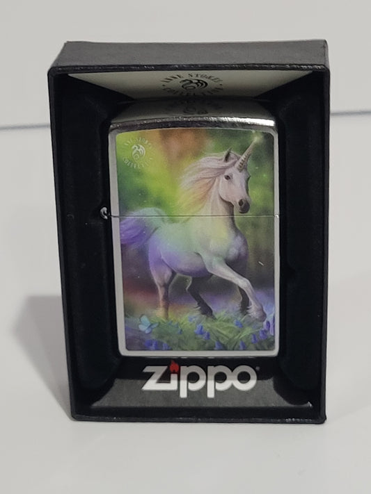 Zippo Lighter: Chasing the Rainbow by Anne Stokes, Brushed Chrome