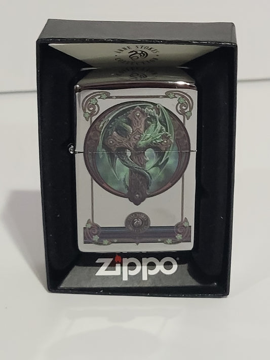 Zippo Lighter: Woodland Guardian by Anne Stokes, Chrome