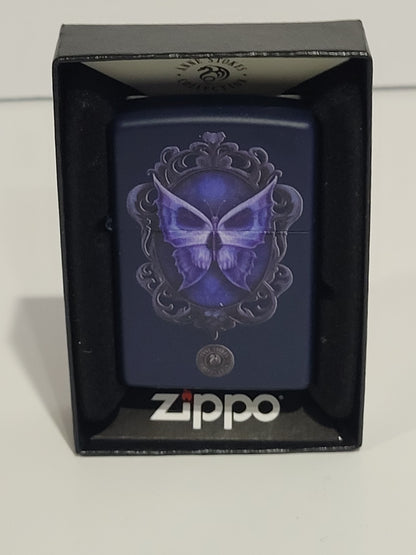 Zippo Lighter: Butterfly Mask of Immortal Flight by Anne Stokes, Blue Matte