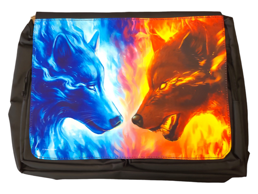 Fire And Ice Wolves by Jonas Jödicke, Messenger Bag