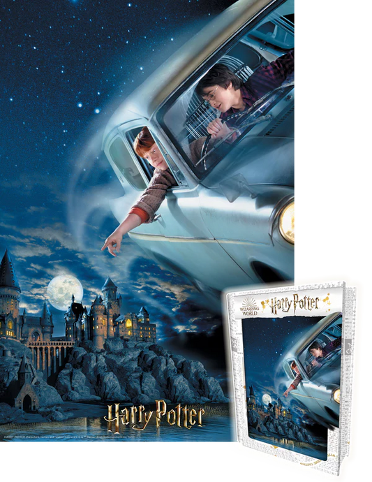 Harry Potter & Ron Flying over Hogwarts, 300 Piece 3D Jigsaw Puzzle in a Collectors Tin Box