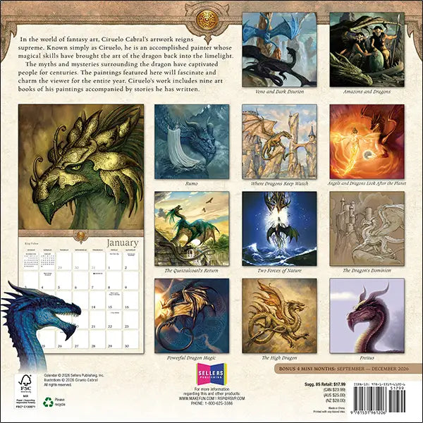 Dragons by Ciruelo, 2027 Wall Calendar
