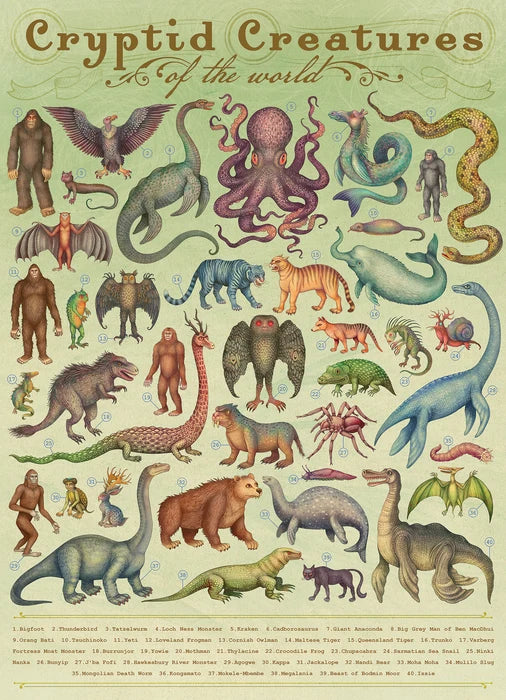 Cryptid Creatures By Vlad Stankovic, 1000 Piece Random Cut Puzzle