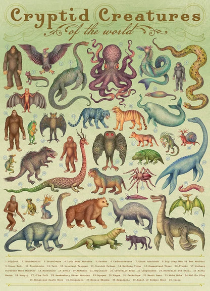 Cryptid Creatures By Vlad Stankovic, 1000 Piece Random Cut Puzzle