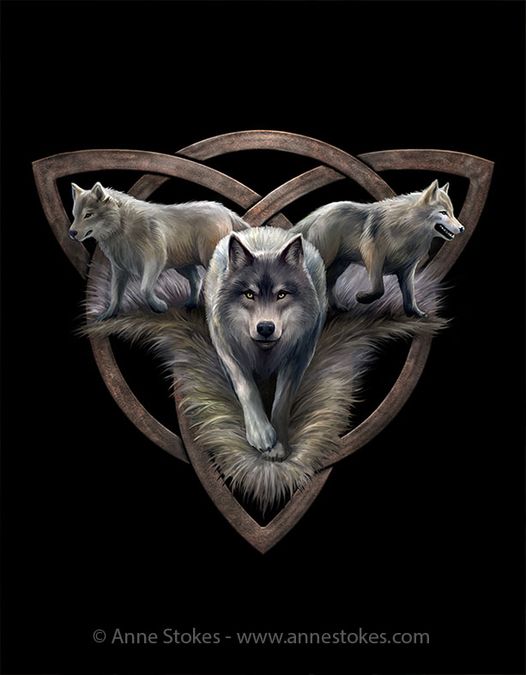 Wolf Trio by Anne Stokes, Pin