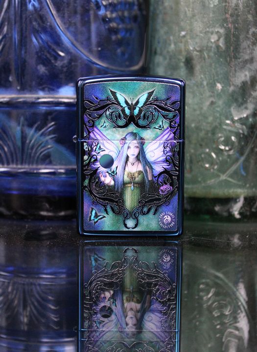Zippo Lighter: Mystic Aura Fairy by Anne Stokes - High Polish Blue