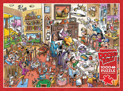 DoodleTown: Thanksgiving Togetherness by Dave Whamond, 1000 Piece Random Cut Puzzle