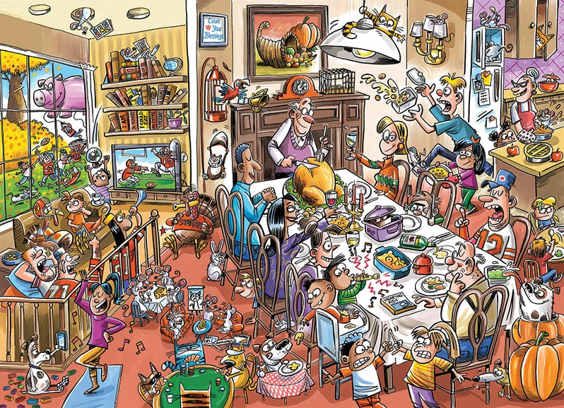 DoodleTown: Thanksgiving Togetherness by Dave Whamond, 1000 Piece Random Cut Puzzle