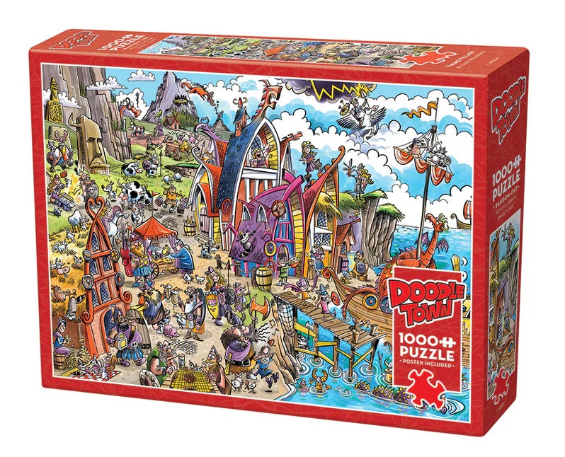 DoodleTown: Viking Village by Dave Whamond, 1000 Piece Puzzle