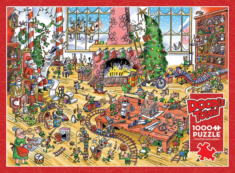 DoodleTown: Elves at Work by Dave Whamond, 1000 Piece Random Cut Puzzle