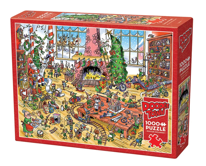 DoodleTown: Elves at Work by Dave Whamond, 1000 Piece Random Cut Puzzle
