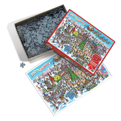 DoodleTown: 12 Days of Christmas by Dave Whamond, 1000 Piece Random Cut Puzzle