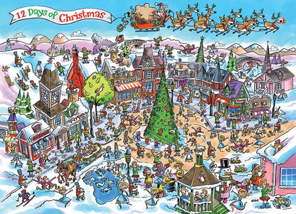 DoodleTown: 12 Days of Christmas by Dave Whamond, 1000 Piece Random Cut Puzzle