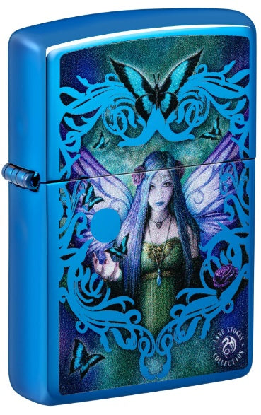 Zippo Lighter: Mystic Aura Fairy by Anne Stokes - High Polish Blue