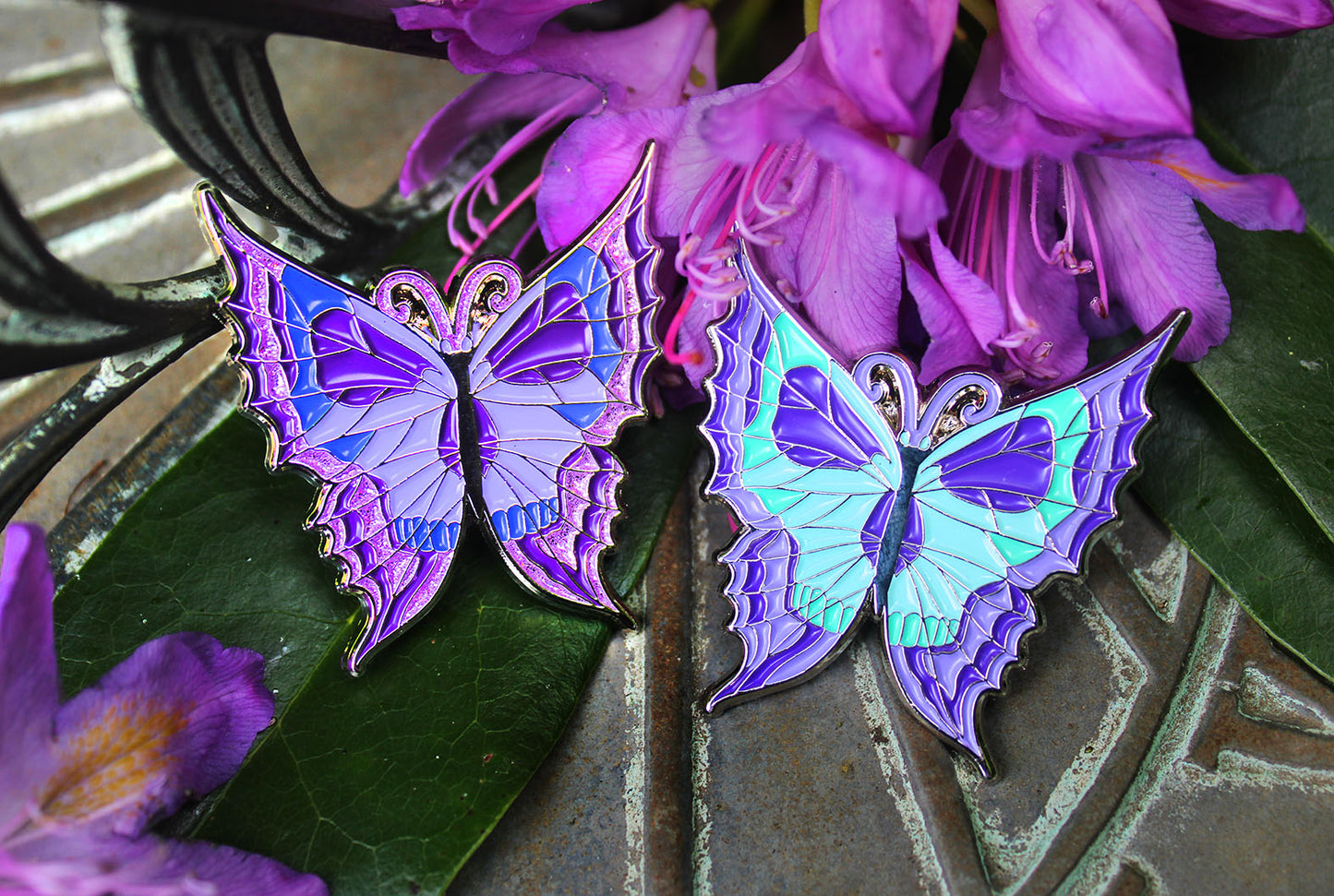 Immortal Flight Butterfly  by Anne Stokes Pin Badge – Purple Variant