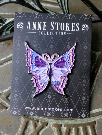 Immortal Flight Butterfly  by Anne Stokes Pin Badge – Purple Variant